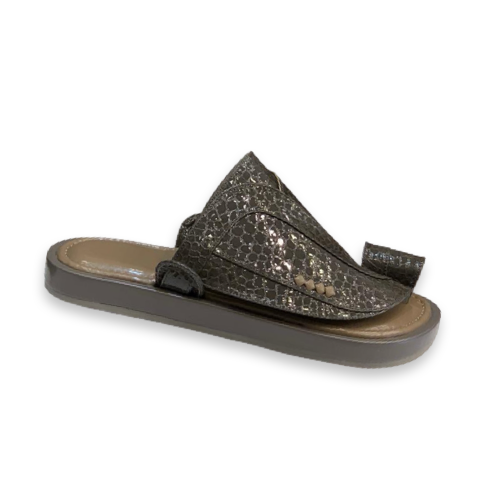 نعال شرقي رجالي رصاصي داكن لامع بنقشة جلد – إصدار...