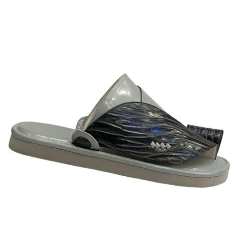 حذاء زبيري شرقي جلد فاخر فستقي ع رمادي غامق