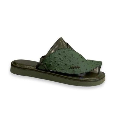 حذاء زبيري شرقي جلد فاخر زيتي