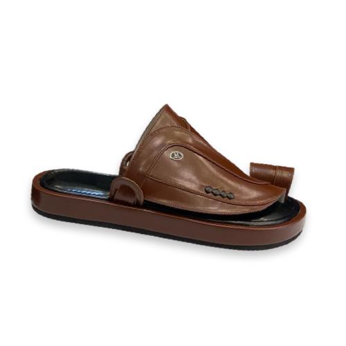 نعال شرقي رجالي عسلي بسطح جلدي أملس – إصدار الإطلا...