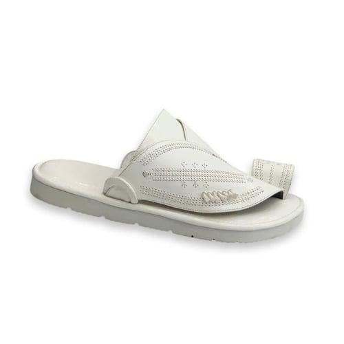 حذاء شرقي جلد نقش يدوي ابيض