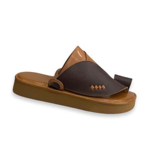 حذاء زبيري شرقي جلد كموني ليزرد ع بني دبل