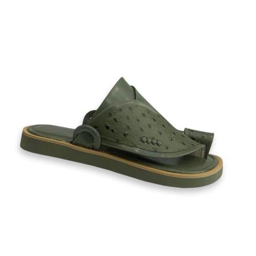 حذاء زبيري شرقي جلد زيتي نعام