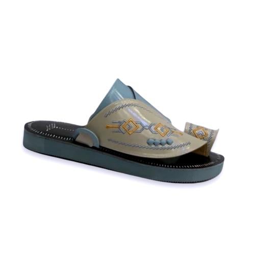 حذاء شرقي نقش يدوي بالخيط ارضيه سماوي