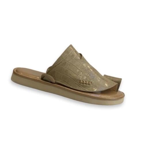 حذاء زبيري شرقي بيج مصنوع من الجلدود الفاخره