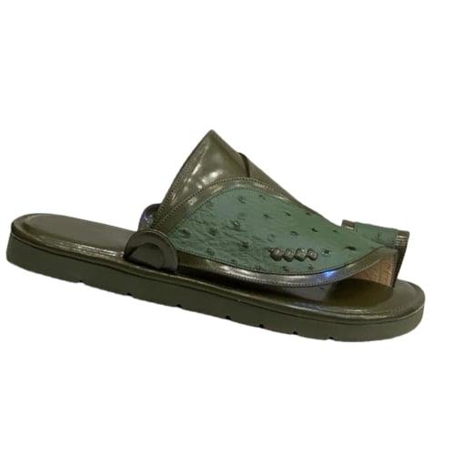 حذاء زبيري شرقي جلد فاخر زيتي