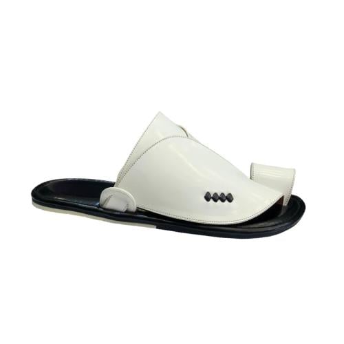 حذاء زبيري شرقي جلد ابيض على اسود