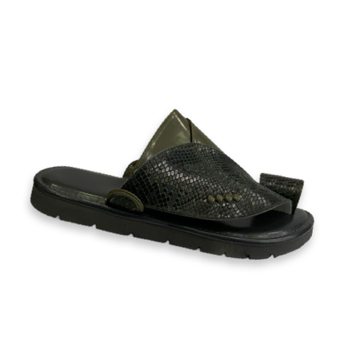 حذاء زبيري شرقي جلد زيتي ثعبان ع فيراني