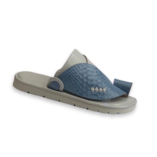 حذاء زبيري شرقي جلد سماوي تمساح ع فستقي