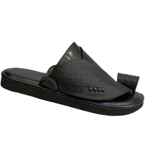 حذاء زبيري شرقي جلد اسود نعام