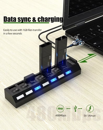 موزع USB بـ سبع منافذ