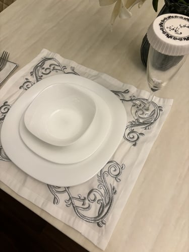 مفرش صحن تطريز ..فضي