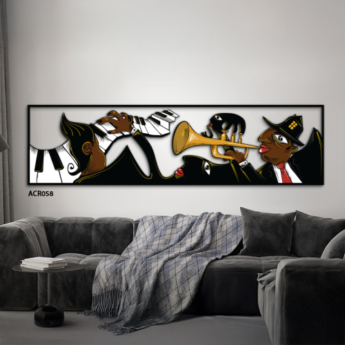لوحة فنية جدارية أكريليك تصور موسيقيين وعازفين