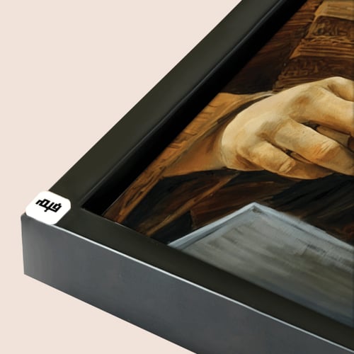 لوحة جدارية كانفس فتاة ريفية وفنجان تدرجات البني و...