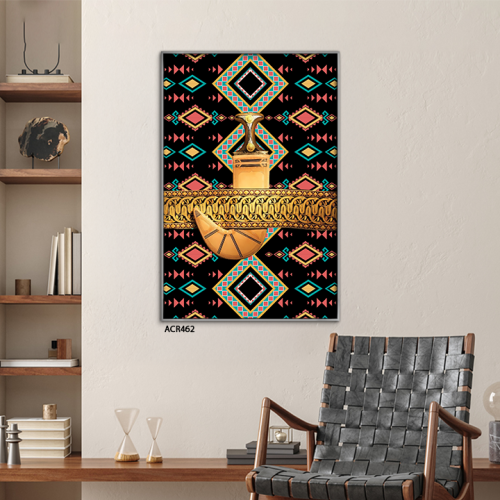 لوحة جدارية اكريليك سيف بخلفية أشكال