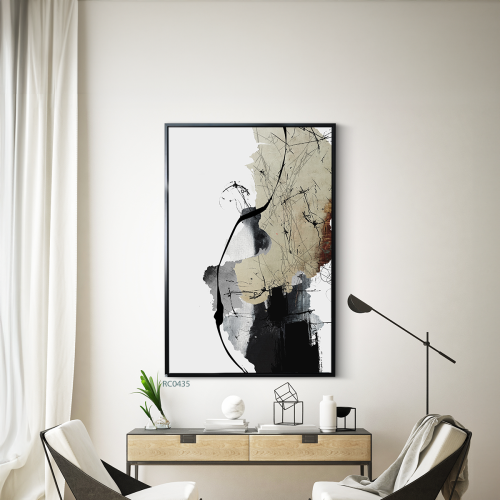 لوحة جدارية كانفس بتصميم تجريدي بتدرجات البيج البن...