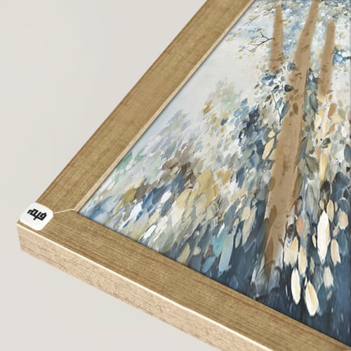 لوحة كانفس اغصان واوراق شجر درجات الازرق مع الأبيض...