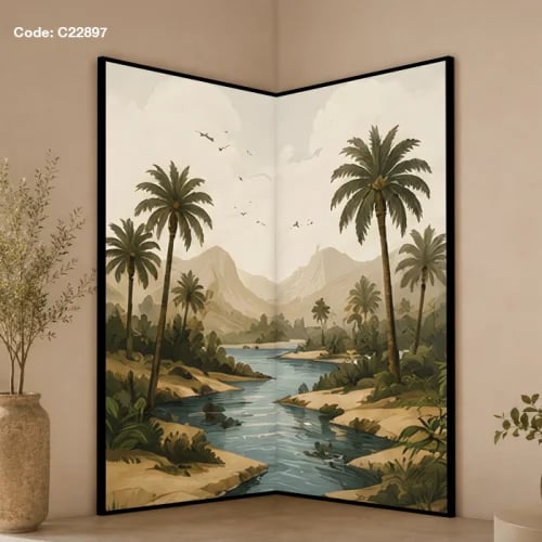 لوحة جدارية مخصصة للزوايا من الكانفس بتصميم طبيعي...