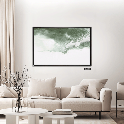 Abstract watercolor-effect canvas wall art in green, modern design