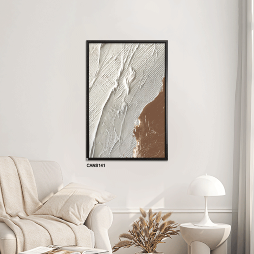 لوحة جدارية كانفس ، طابع جبسي - تدرجات البني مع ال...