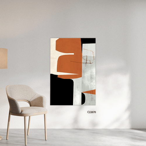 لوحة جدارية كانفس بتصميم تجريدي بتدرجات البرتقالي...