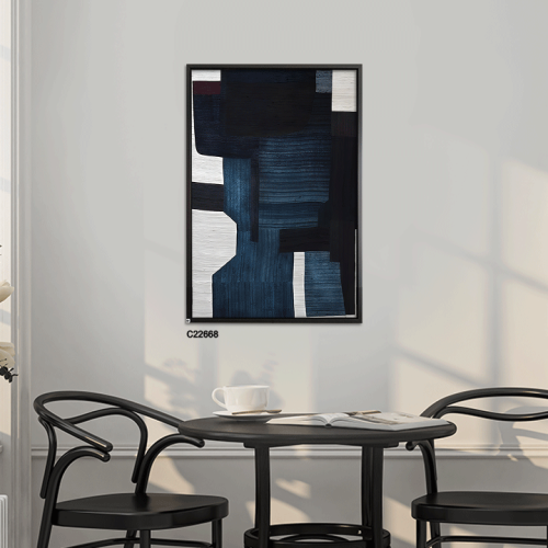 لوحة جدارية كانفس بتصميم تجريدي بتدرجات الكحلي وال...