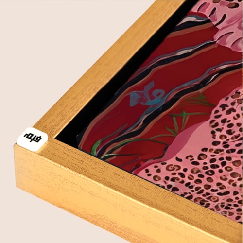 لوحة جدارية كانفس تصور فهود بتدرجات الوردي و الاحم...