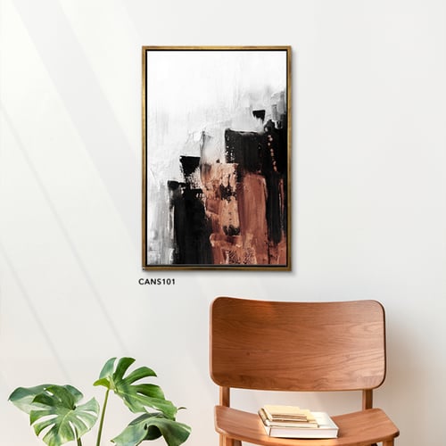 لوحة جدارية كانفس ، تداخل - تدرجات البني والأسود م...