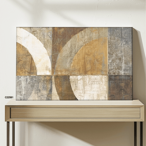 لوحة جدارية كانفس تصور اشكال متداخلة بتدرجات البني...