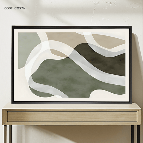 لوحة جدارية كانفس تصور تداخل مساحات لونية