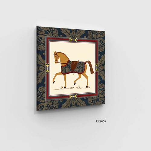لوحة جدارية كانفس خيل تدرجات البني الاحمر مع البيج