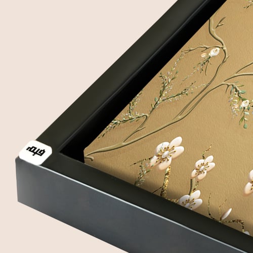 لوحة جدارية كانفس طيور وأغصان تدرجات الذهبي وبني و...