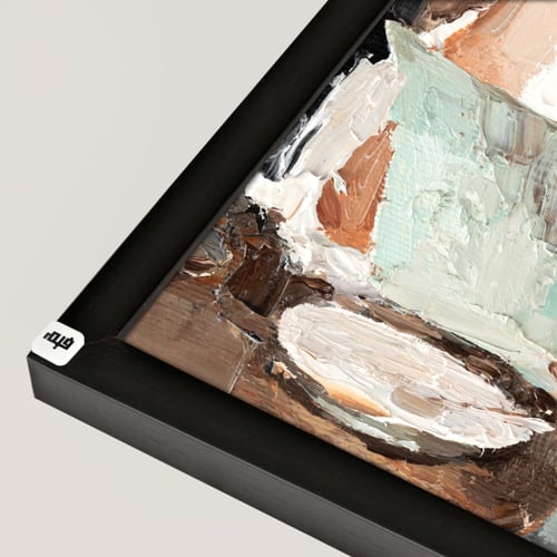 لوحة جدارية كانفس ،فتاة تقرأ وفنجان قهوة تدرجات ال...