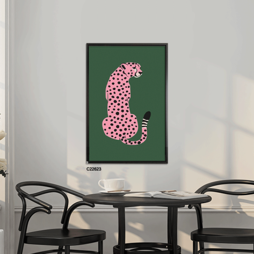 لوحة جدارية فنية فهد باللون الوردي