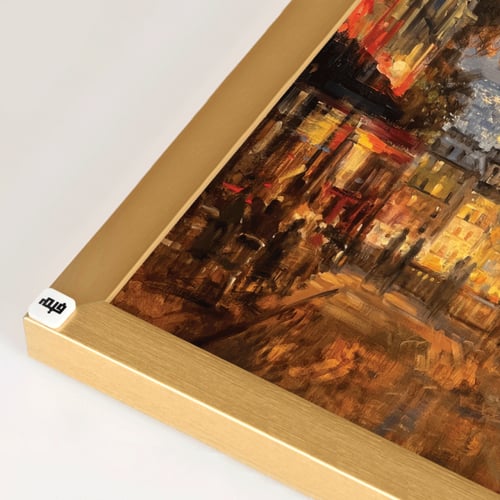 لوحة جدارية تصور احد شوارع باريس بتدرجات البرتقالي...