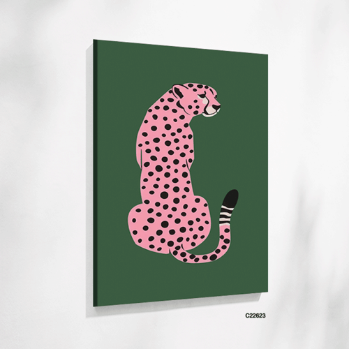 لوحة جدارية فنية فهد باللون الوردي