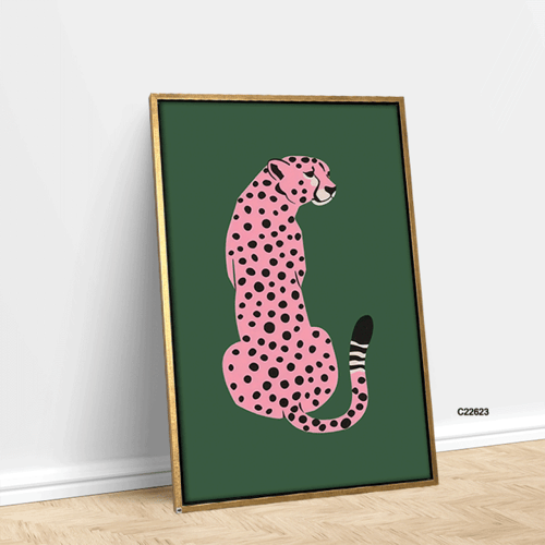 لوحة جدارية فنية فهد باللون الوردي