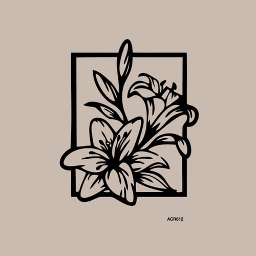 لوحة جدارية اكريليك تصور ازهار داخل اطار مستطيل با...