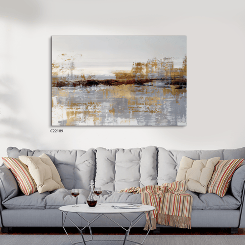 لوحة فنية جدارية كانفس ، تداخل ألوان - تدرجات الذه...