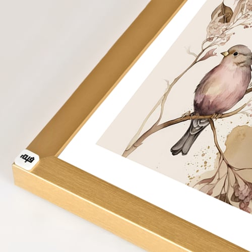 لوحة جدارية كانفس تصور عصفورين بتدرجات الزهري على...