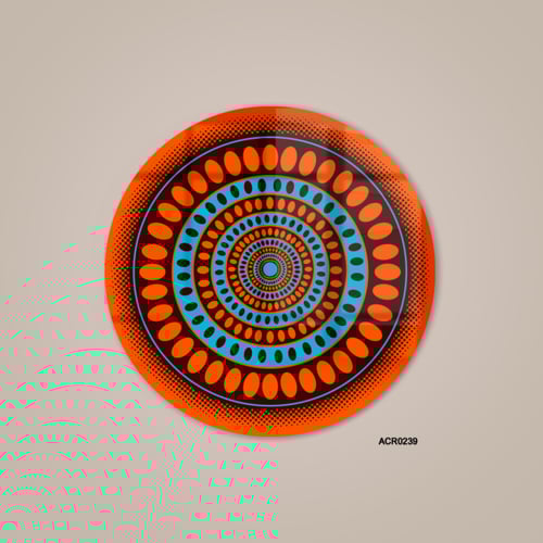 لوحة جدارية اكريليك بتصميم دائري ودرجات من اللون ا...