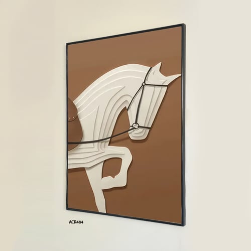 لوحة جدارية اكريليك تتميز بتصميم يضم خيل بتدرجات م...