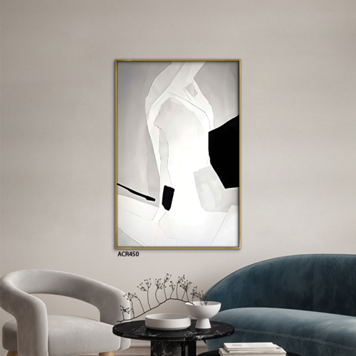 لوحة جدارية اكريليك تصور أشكال متداخلة تدرجات من ا...