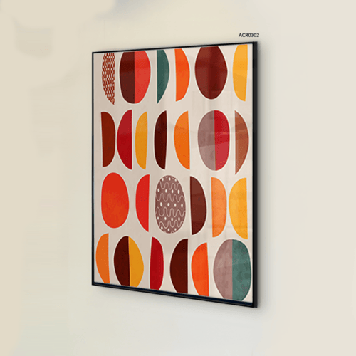 لوحة جدارية أكريليك بتصميم يضم أنصاف دوائر، تدرجات...