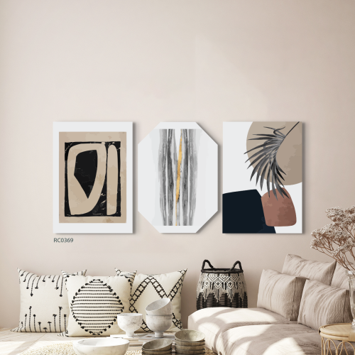 لوحة جدارية كانفس تصور أشكالًا وغصنًا بتدرجات من ا...