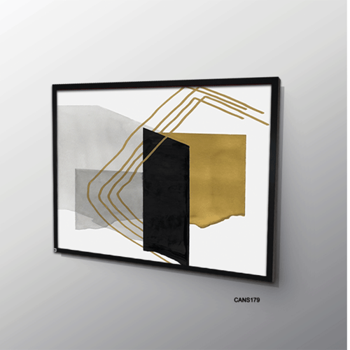 لوحة جدارية كانفس أشكال وخطوط تدرجات الذهبي وأسود...