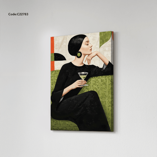 لوحة جدارية كانفس بتصميم لامرأة بخلفية بألوان زاهي...