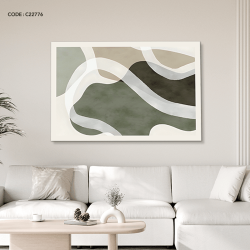 لوحة جدارية كانفس تصور تداخل مساحات لونية