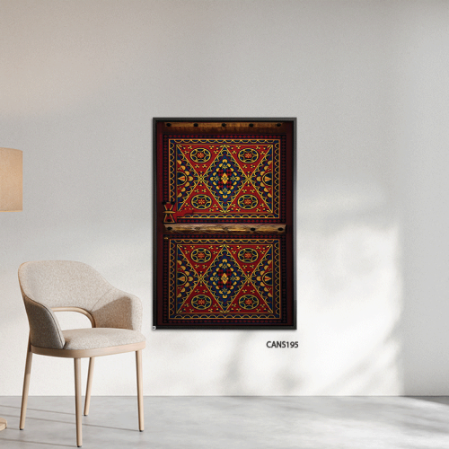 لوحة جدارية كانفس ، نقوش - تدرجات البني والبيج مع...