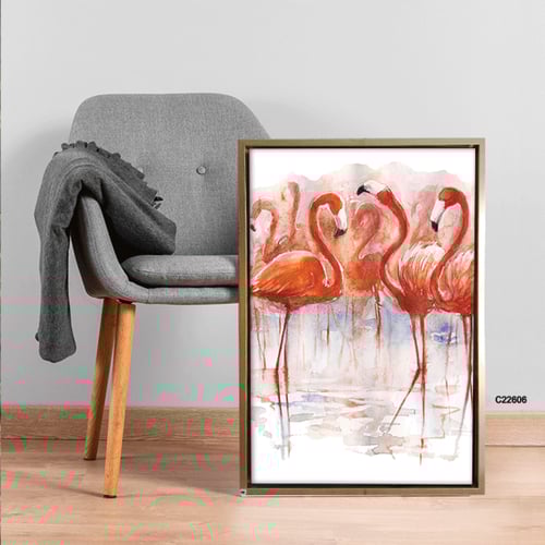 لوحة جدارية كانفس تصور فلامنجو بتدرجات الزهري و ال...